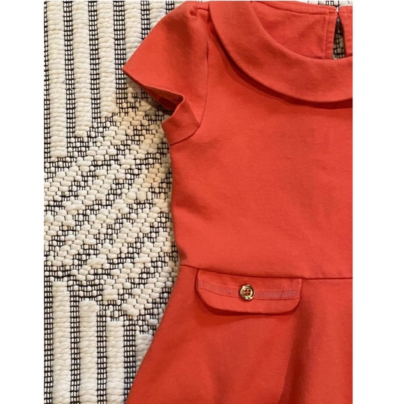 Tailored Autumn Orange Ponte Riding Dress with Faux Front Pockets - Picture 5 of 5